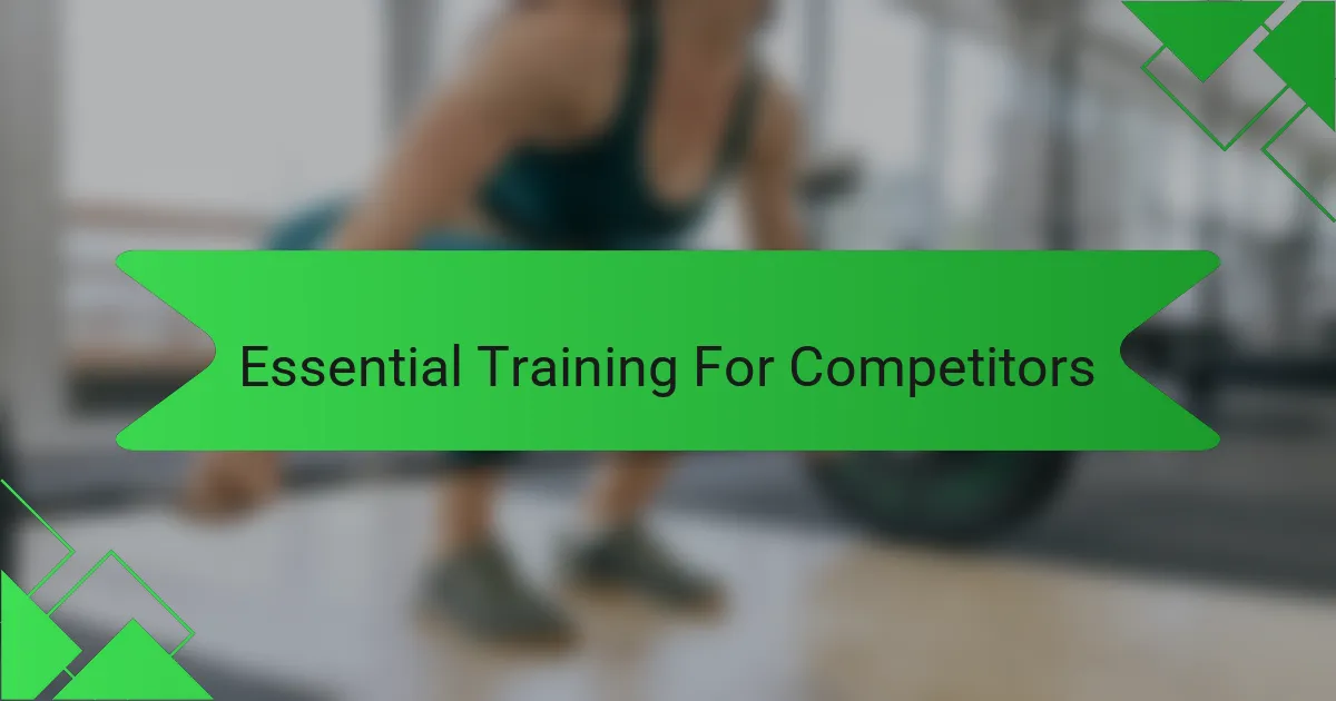 Essential Training For Competitors